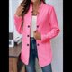 thumbnail image 4 of Blazer de Mujer con Cuello Alto, Informal, de Larga, Cruzado, Elegante, para Oficina y Negocios Rosa Roja M, 4 of 9