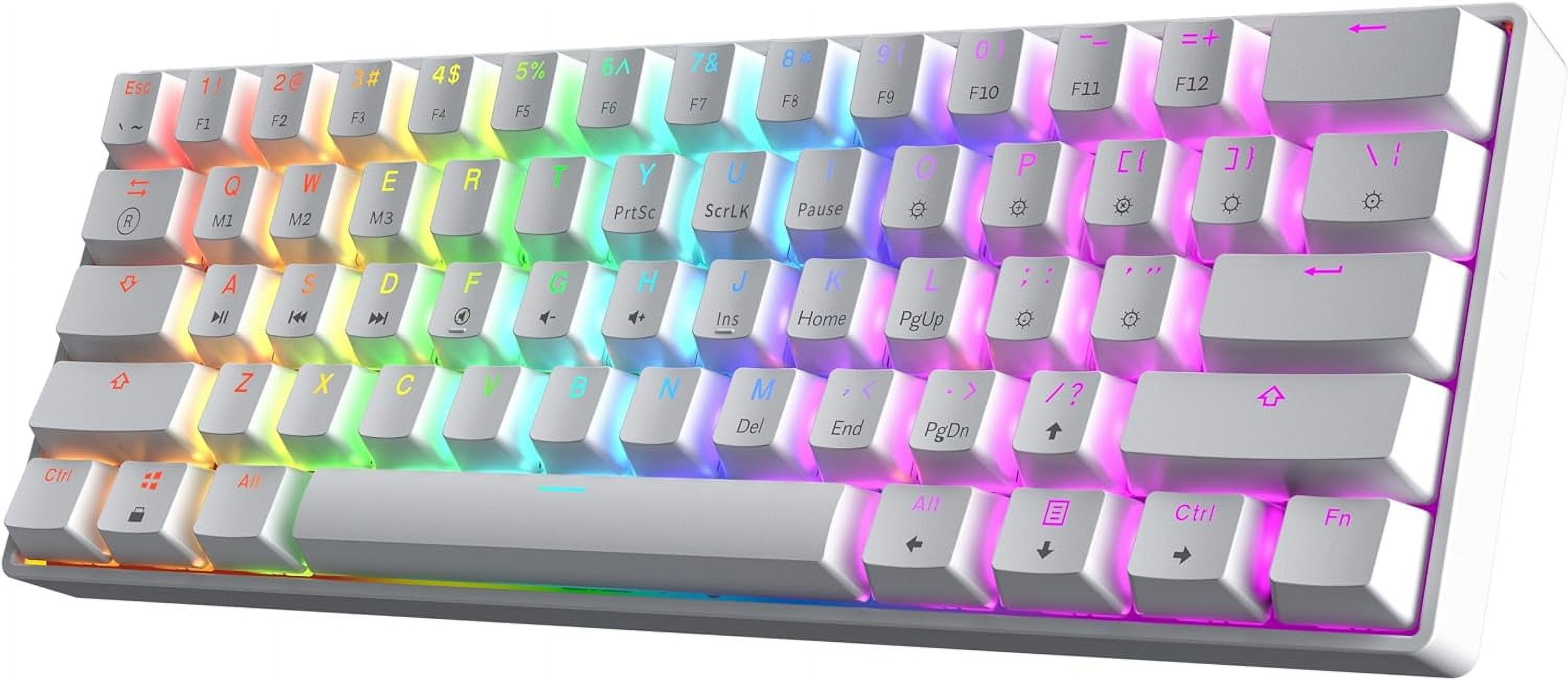 HK GAMING GK61 SE 60% | Mechanical Gaming Keyboard | 61 Keys Multi Color RGB LED Backlit for PC / Mac Gamer | ANSI US American Layout ( White , Mechanical Brown )