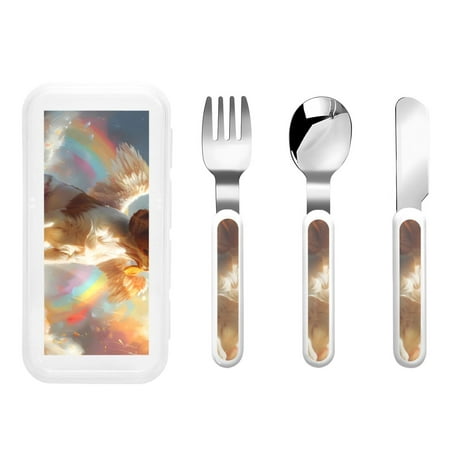 

Balery Rainbow English Cocker Spaniel for Stainless Steel Kids Silverware Set - Child and Toddler Safe Flatware - Children s Knife Fork And Spoon Set - Metal Kids Cutlery Set