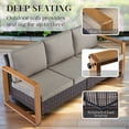 thumbnail image 3 of Bellefurn Wicker Patio Couch Outdoor Sofa,All-Weather Outdoor 3 Seats Couch with 5" Thick Cushions for Outdoor,Garden,Lawn,Backyard, 3 of 9