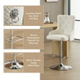 thumbnail image 6 of Velvet Bar Stools Set of 4 Modern Counter Height Bar Stools with Lion Pull Ring Tufted Back, Nailhead Upholstered Barstools for Home Kitchen Island, Swivel Adjustable Stool Chair in Cream, 6 of 9