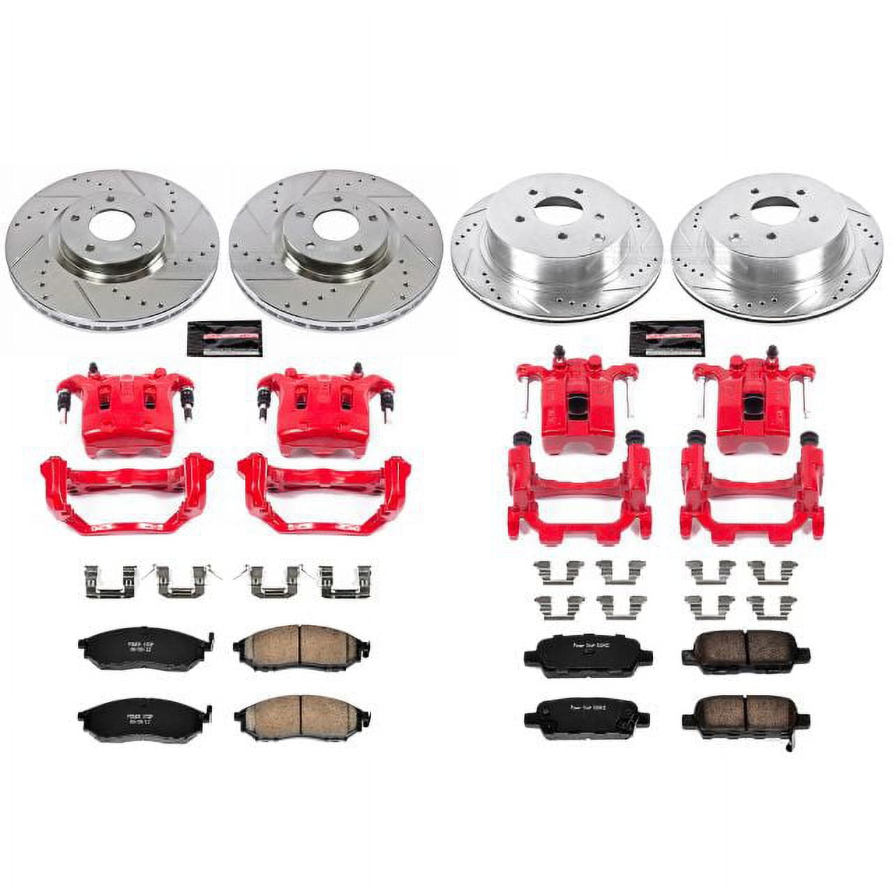 PowerStop Front and Rear Z23 Evolution Sport Brake Pad and Rotor Kit with Red Powder Coated Calipers Fits: INFINITI Select Models KC6237
