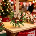 thumbnail image 5 of 1 Pack Farmhouse Mini Christmas Cabinet Wreath, Berries with Khaki Bow, Rattan Plastic Decor for Kitchen, Window & Door, 10.6in, 5 of 10
