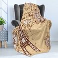 thumbnail image 4 of Eiffel Tower Soft Flannel Fleece Blanket, French Style Love in Paris Lettering with Outline Doodle Sketch Flowers, Cozy Plush for Indoor and Outdoor Use, 60" x 80", Beige Chocolate, by Ambesonne, 4 of 5