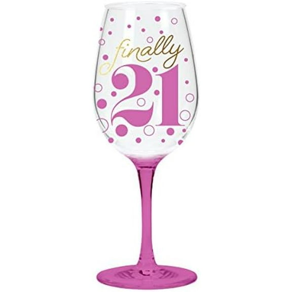 QWGO-20897 21' 21st Acrylic Wine Glass, 12 oz, Finally 21 Birthday