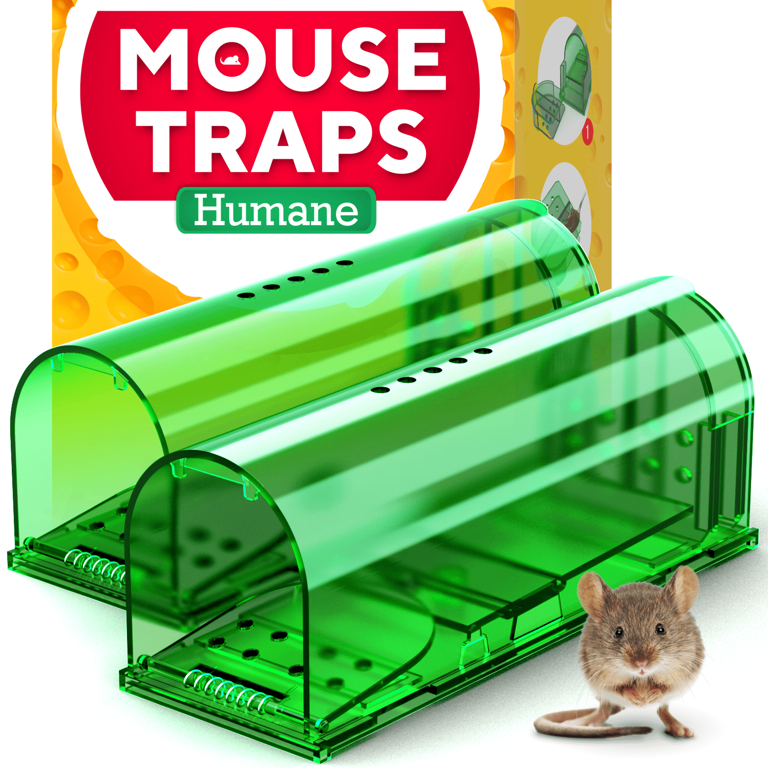 Live Mouse Trap 4 Pack Humane Mouse Traps No Kill Reusable Mice Trap Catch for House & Outdoors 