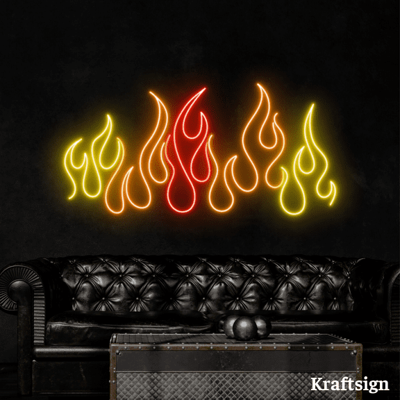 Craftnamesign Fire Neon Sign,Fire LED Sign, Bedroom Wall Art, Men Cave Decor