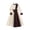 Beige, variant on Qingpeng Girls Dress Long Sleeve Summer Elegant Round Neck Printed Panel Belted Waist Knee Length A Line for Girls