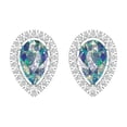 thumbnail image 3 of Clara Pucci 2.72Ct Synthetic Blue Moissanite Pear Cut VVS1 Screw Back Stud 18k Solid hypoallergenic Gold Designer Earrings For April, 3 of 7