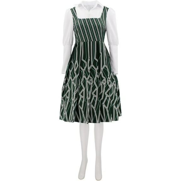 Women's Wicked’s Nessarose Green & White Striped Dress & Shirt Set Costume