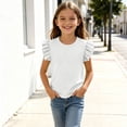 thumbnail image 5 of Toddler Girls Summer Ribbed Tops Ruffle Sleeve Casual Going Out Tee Shirts Cooling Crewneck Pullover Tshirt 2 Years, White, 5 of 7