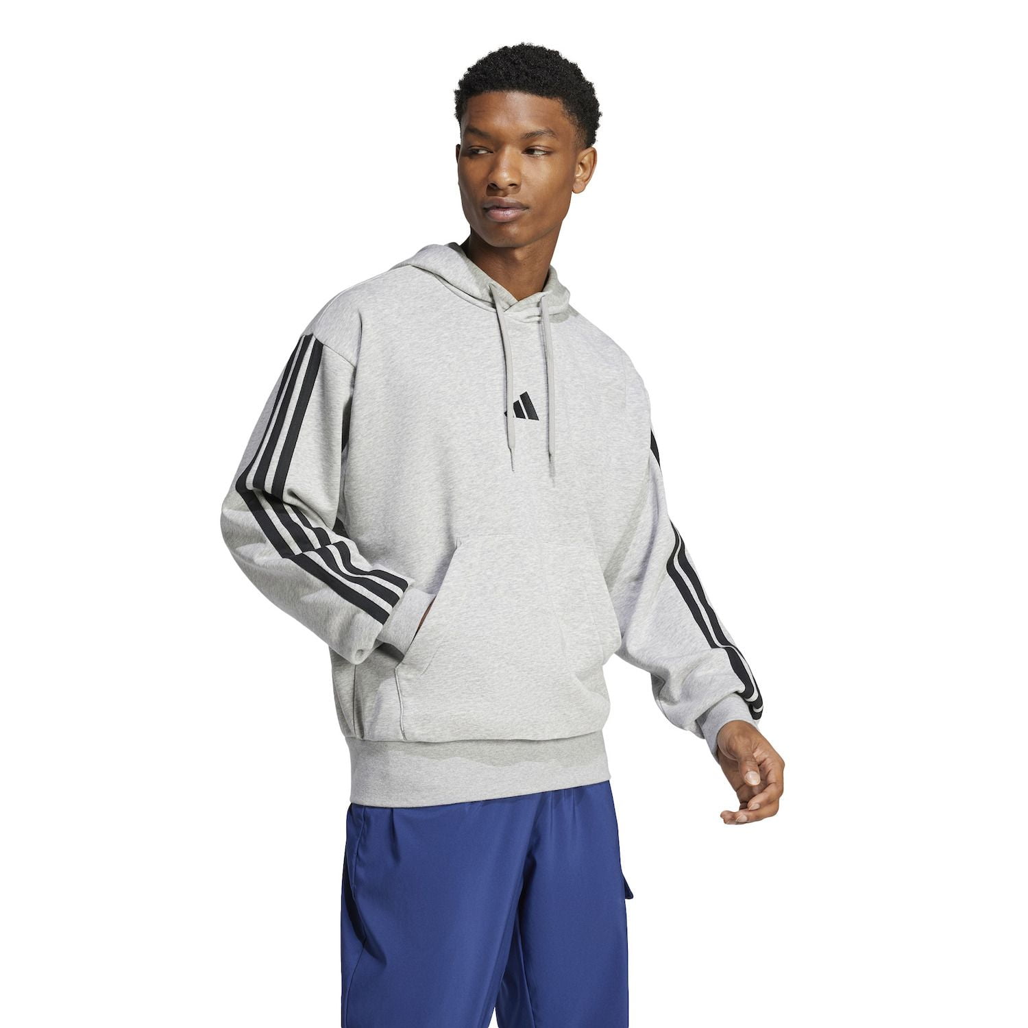 Big & Tall adidas Essentials 3-Stripes French Terry Sportswear Hoodie Color: Black White Size: 3XL