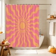 thumbnail image 4 of Boho Sun Shower Curtain, Waterproof Shower Curtains for Bathroom, Vintage Abstract Minimalist Sunshine Lines Pink Washable Fabric Bathtub Curtain Set Bath Decor with 12 Hooks 72"x78", 4 of 8
