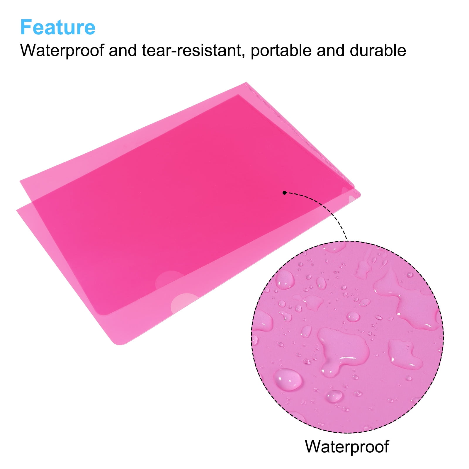Unique Bargains L Type Folders File Project Pockets Clear Paper Document for Office Pink