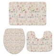 thumbnail image 2 of Spring Flowers Bathroom Rugs Set Watercolor Blue Dragonfly Pink Floral Leaf Linen Texture Non Slip Absorbent Bath Mats 3 Piece Set with Bathroom Rug, U-Shaped Floor Mat, Toilet Seat Cover Large Size, 2 of 9