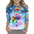 thumbnail image 2 of YUNAFFT Girls Christmas Print Casual 3/4 Sleeve Round-Neck Blouses & Shirts Cotton-Like Comfort Fit Elastic 4-14Y, 2 of 7