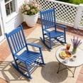 thumbnail image 4 of Ktaxon Solid Poplar Wood Rocking Chair, High Back Ergonomic Patio Rocker for Lawn Porch Garden Indoor Outdoor, Navy Blue, 4 of 13