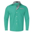 thumbnail image 1 of Men's Fashion Casual Long Sleeve Shirt - Solid Color Collar Button Design, Cotton Linen Blend for Work/Leisure, 1 of 3