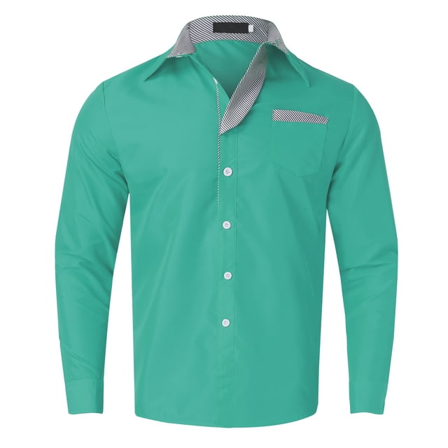 Men's Fashion Casual Long Sleeve Shirt - Solid Color Collar Button Design, Cotton Linen Blend for Work/Leisure