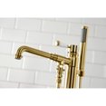 thumbnail image 3 of Kingston Brass KS7037DPL Paris Freestanding Tub Faucet with Hand Shower, Brushed Brass, 3 of 6