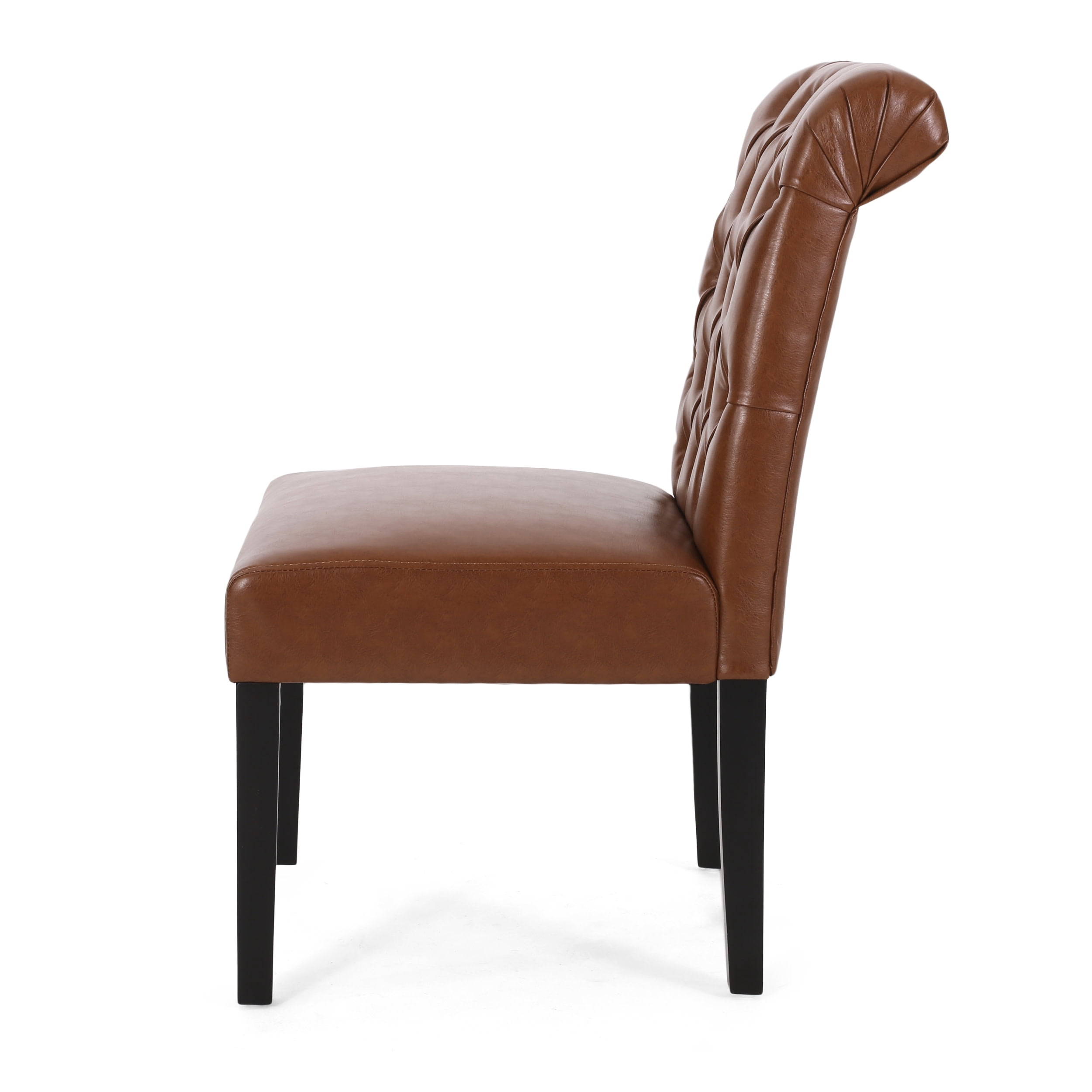 Noble House Cullon Contemporary Faux Leather Dining Chairs, Set of 4, Cognac Brown