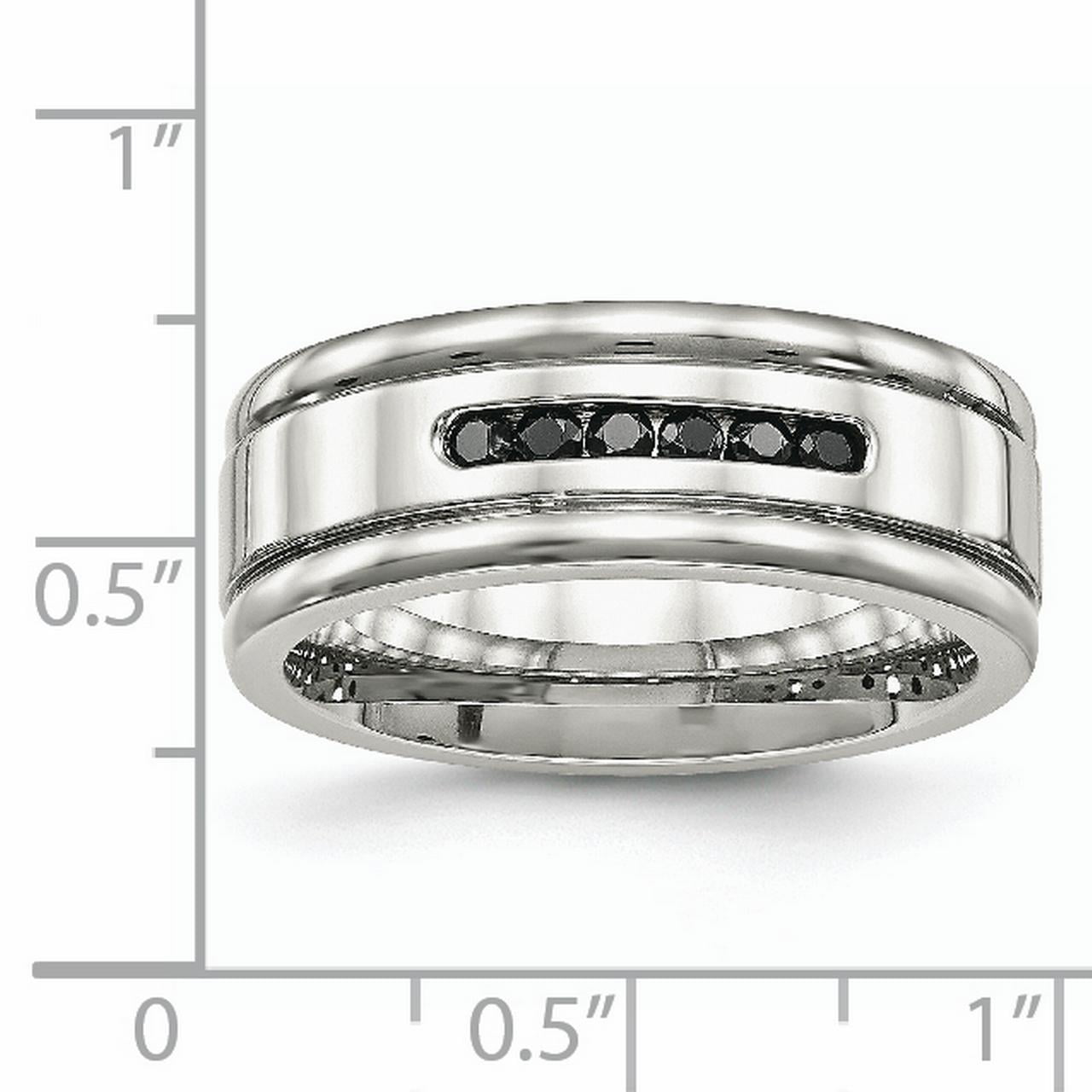 Bridal Wedding Bands Decorative Bands Stainless Steel Polished Grooved CZ Ring Size 9 Bridal Wedding Bands Decorative Bands Stainless Steel Polished Grooved CZ Ring Size 9
