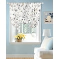 thumbnail image 2 of Gray Botanical Tie Up Curtains for Window, Thermal Insulated Balloon Shade Adjustable Rod Pocket Curtains Valance Panels for Kitchen Bathroom Cafe 42 x 45 Rustic Spring Summer Floral Leaves, 2 of 6