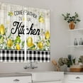 thumbnail image 4 of Farmhouse Lemon Kitchen Curtains 27.5Wx39H Inch Rod Pocket Rustic Wooden Gnome Buffalo Plaid Bedroom Window Drapes Country Yellow Fruit Printed Living Room Window Treatment Fabric 2 Panels, 4 of 4