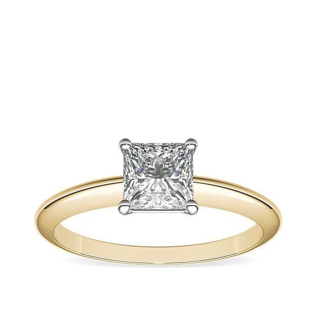 1.00 T.C.W Princess Shape Natural Diamond Latest Design Solitaire Wedding Ring for Ladies Solid 14K Yellow Gold Size 8