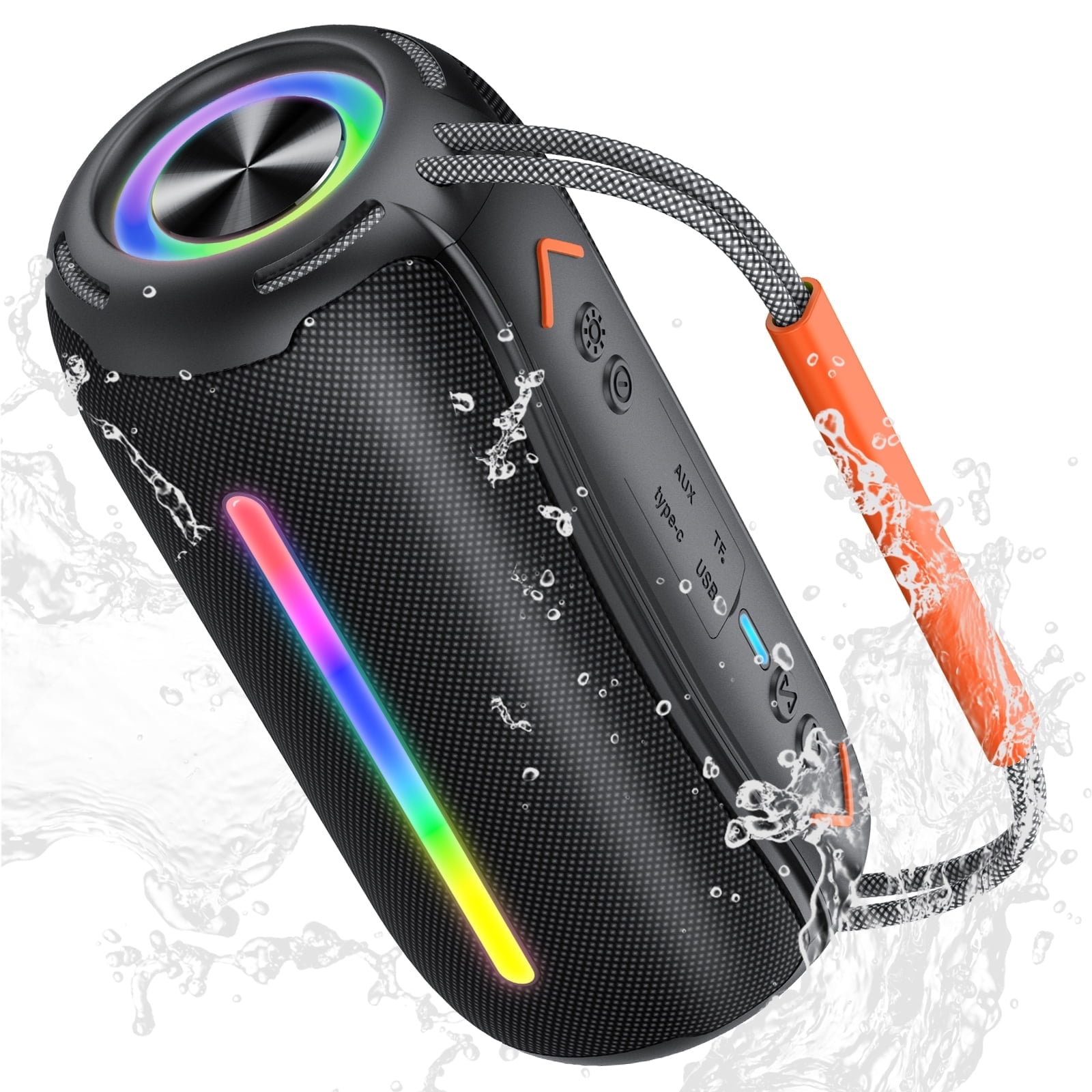 80W Powerful Bluetooth Speaker - IPX7 Waterproof, Portable With Color Lights, TWS Pairing, & Power Bank