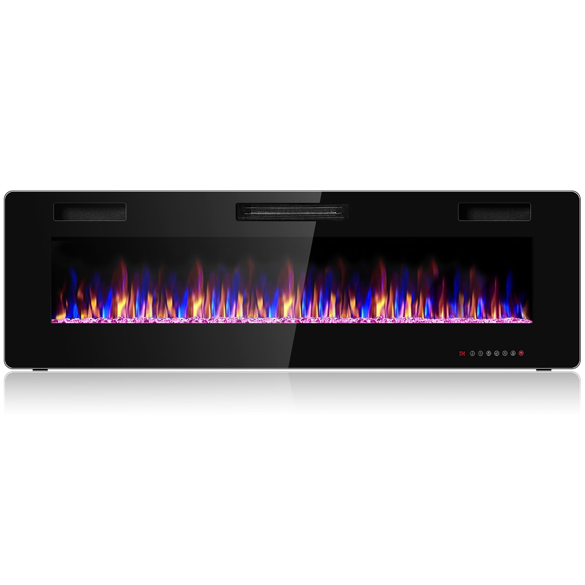 Costway 60'' Wall Mounted Electric Fireplace Recessed with Multicolor Flame