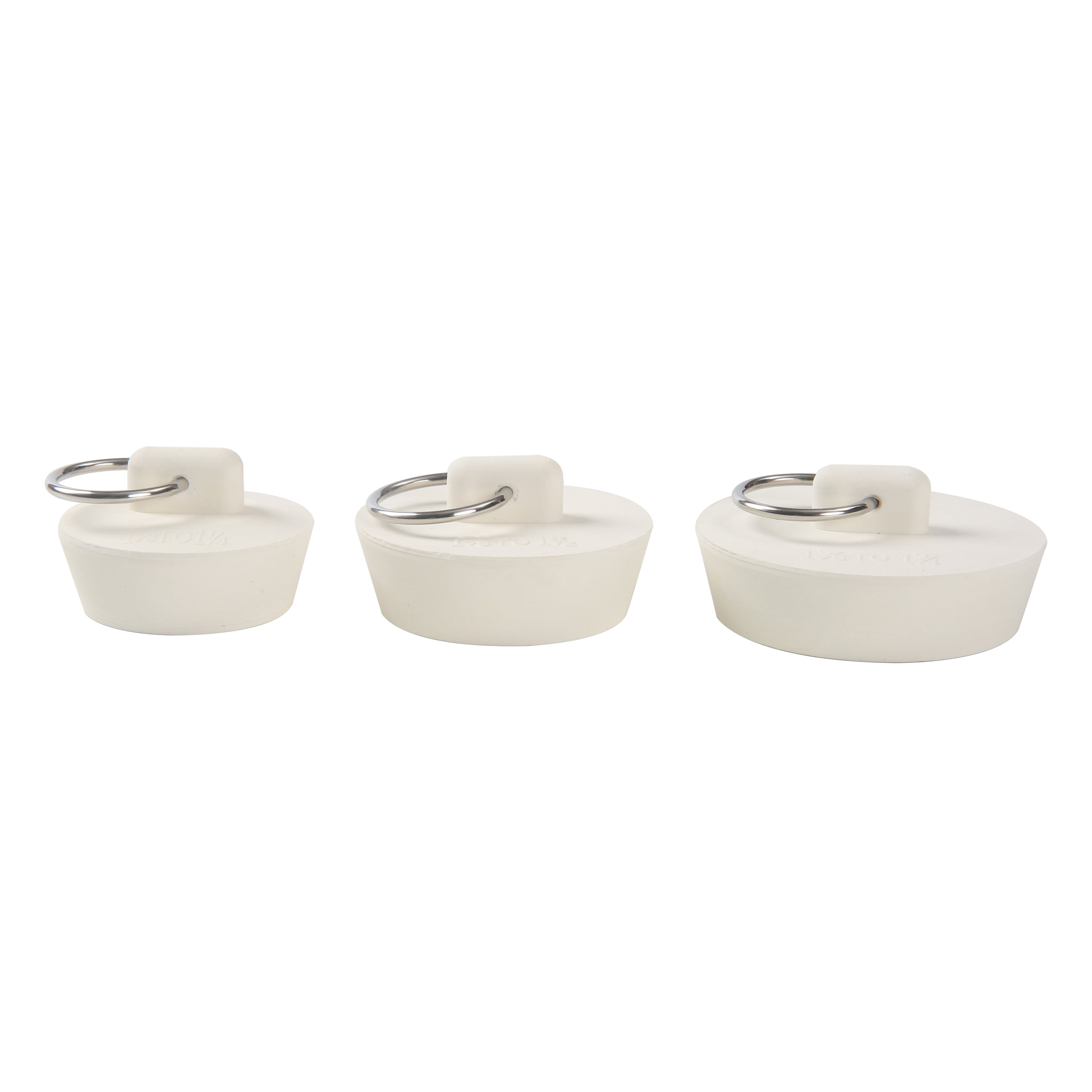 Mainstays 3 Piece Rubber Sink Stoppers with Rings for 1", 1.25", and 1.5" Bathroom Drains