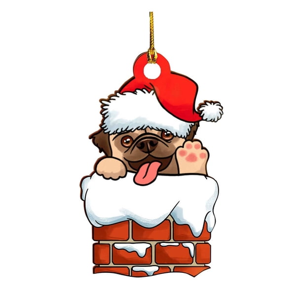 1 colgante para interior de coche con forma de perro, adorno navideño para árbol de Navidad.