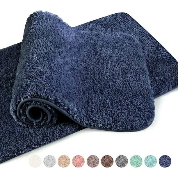 Laklulu Alfombras de baño de 16.0 x 24.0 in (paquete de 2), ultra suaves, absorbentes, antideslizantes, de microfibra gruesa y esponjosa, acogedora alfombra de baño para bañera, ducha, accesorios