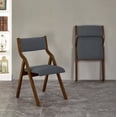 thumbnail image 4 of Kamsly Upholstered Folding Chairs Set of 2, Kitchen Dining-chair w/Solid Wood Frame, Portable Activity Neeting Chair,No Assembly Needed, Easy Carry and Storage,Walnut+Grey2, 4 of 8