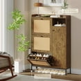 thumbnail image 2 of Ourlova Shoe Cabinet with 3 Flip Drawers Rattan Freestanding Organizer with Adjustable Shelves, Metal Knob Narrow Shoe Rack Cabinet Shoe Organizer Cabinet, 2 of 7
