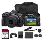 Canon EOS R100 Mirrorless Camera with RF-S 18-45mm f/4.5-6.3 IS STM Lens | 24.1MP, APS-C, Full HD, Dual Pixel AF, f/4.5 Aperture, Optical IS | Bundle