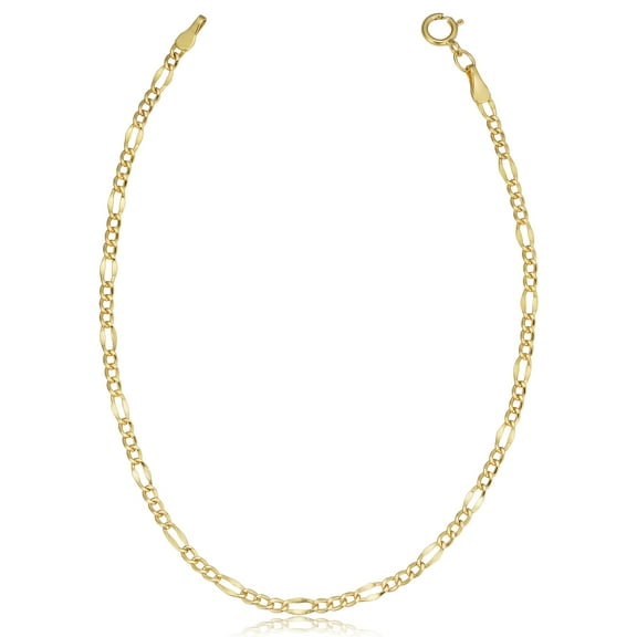 KoolJewelry 10k Yellow Gold Figaro Link Bracelet (2.3 mm, 7.5 inch)