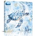 thumbnail image 2 of Blue Turtle Coastal Wall Art Painting on Canvas, Coral Beach Nautical Ocean Canvas Art Home Prints Wall Art Framed Modern Artwork for Living Room Bedroom Wall Decor 16x16in, 2 of 9