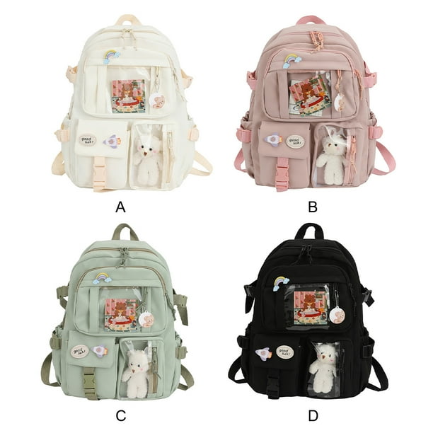 Minnieouse escolar espaciosa y duradera para mujer escolar amplia para ocasiones aplicables para mujer Mochilas beige con insignia colgante Bodega Aurrera en linea