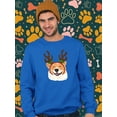 thumbnail image 2 of Jolly Corgi Reindeer Antlers Sweatshirt Men -Image by Shutterstock, Male XX-Large, 2 of 4