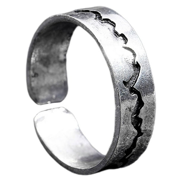 GOOHOCHY Anillo de dedo noctilucente Grieta elegante anillo creativo Moda de plata antigua Adornos de dedo anillo ajustable de apertura (azul-verde)
