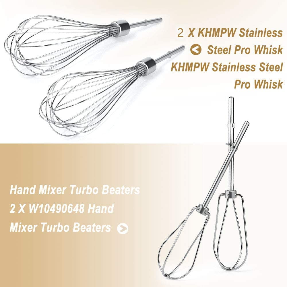 W10490648 Beaters Attachments KHMPW Hand Mixer Whisk Replace Kitchen Maxer for KHM512BM KHM2B by
