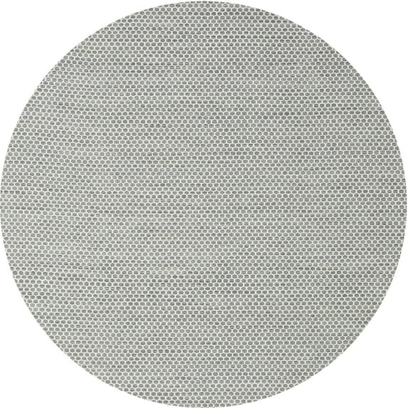 Ahgly Company Machine Washable Indoor Round Contemporary Dark White Beige Area Rugs, 10' Round