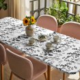 thumbnail image 3 of Black Grey Botanical Table Cloths for 8 Foot Rectangle Tables, Spring Floral Summer Farmhouse Patio Waterproof Elastic Fitted Tablecloths, Washable Rectangular Table Cover for Camping, 3 of 8