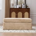 thumbnail image 6 of Noble House Junton 46" Chenille Ottoman, Modern Square Foot Stool with Metal Legs, Living Room, Bedroom, Wheat, 6 of 8