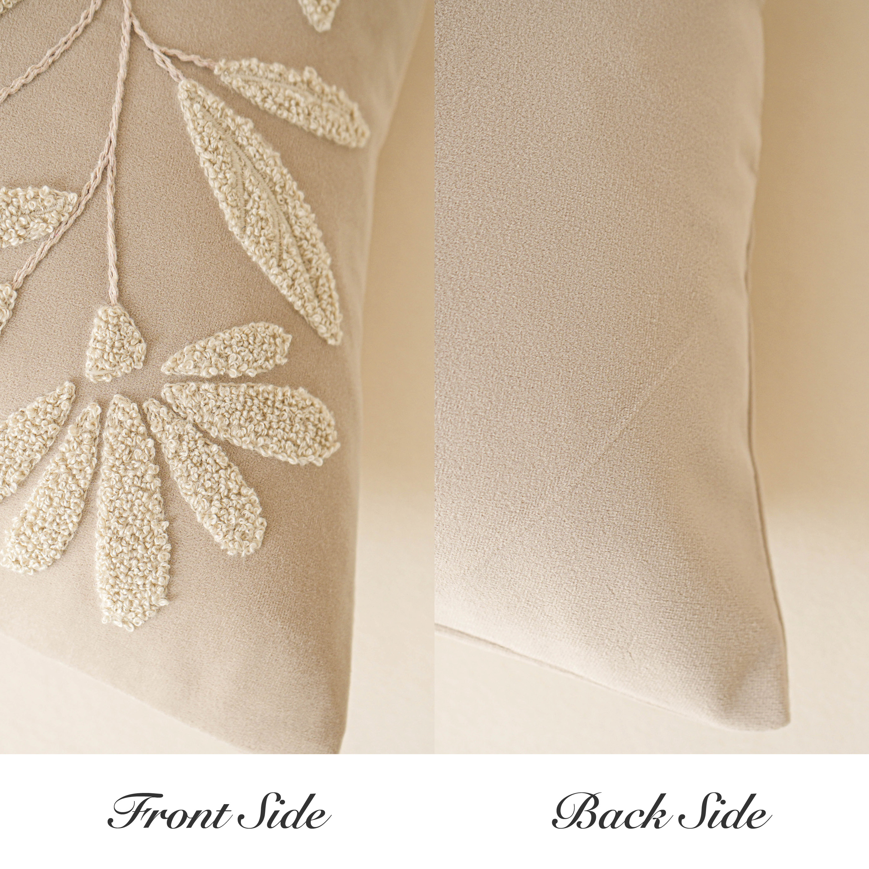 BlissBlush Light Beige Velvet Decorative Long Lumbar Pillow Cover 14x36, Neutral Floral Soft Body Pillow for Bed, Accent Lumbar Throw Pillow for Bedroom, Modern Farmhouse Textured Pillowcase