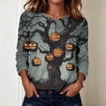 thumbnail image 6 of Craaazy Halloween Casual Tops for Women Loose Multicolor Crew Neck Long Sleeve Ghost Pumpkin Halloween Printed Top Outdoor Shopping Blouse, 6 of 8