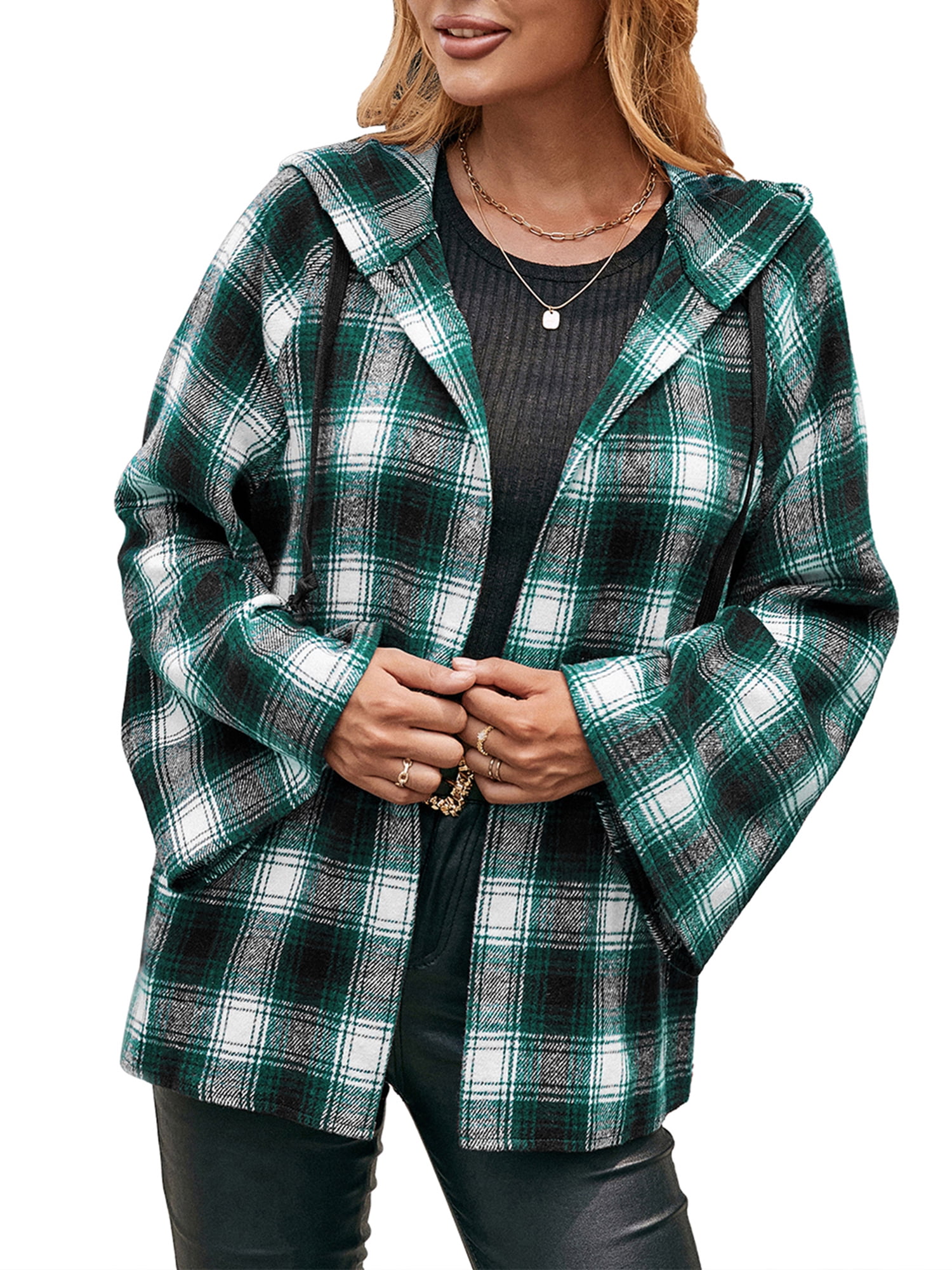 plus size plaid hoodie