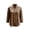 Brown, variant on Women's Long Sleeve Button Down Shirt Mandarin Collar V Neck Gingham Plaid Relaxed Fit Blouses Business Casual Workwear Vacation Tops 2026